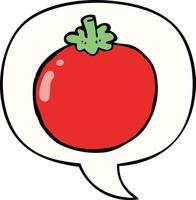 tomate de dessin animé et bulle de dialogue vecteur