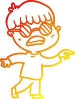 ligne de gradient chaud dessin dessin animé garçon portant des lunettes vecteur