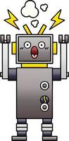 robot défectueux de dessin animé ombré dégradé vecteur