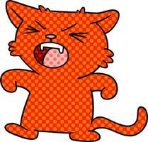 doodle de dessin animé d'un chat hurlant vecteur