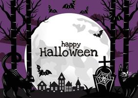 conception de bannière happy halloween de grande lune pour la bannière de site web vecteur
