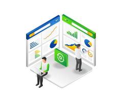 analyse des données de processus sur l'écran du moniteur vecteur