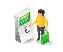 machine de paiement des achats en ligne sur le marché vecteur