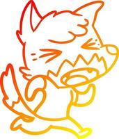 ligne de gradient chaud dessinant un renard de dessin animé en colère vecteur