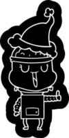 icône de dessin animé heureux d'un robot portant un bonnet de noel vecteur