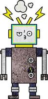 robot de dessin animé de texture grunge rétro vecteur