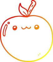 ligne de gradient chaud dessin dessin animé pomme mignonne vecteur