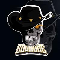 crâne et cowboy esport logo design effet de texte modifiable vecteur