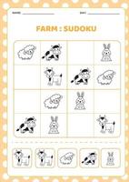sudoku des animaux de la ferme vecteur