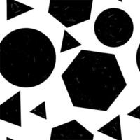 motif abstrait géométrique sans couture avec cercles chaotiques, hexagone, triangles sur fond blanc. fond désordonné à l'infini. vecteur