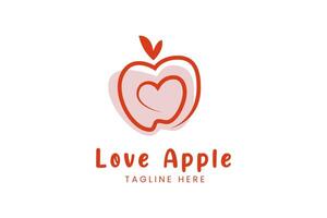 modèle de logo moderne de pomme d'amour vecteur