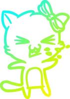 ligne de gradient froid dessinant un chat de dessin animé vecteur