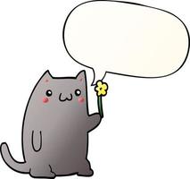 chat de dessin animé mignon et bulle de dialogue dans un style de dégradé lisse vecteur