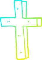 ligne de gradient froid dessin dessin animé croix d'or vecteur