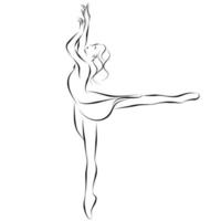 dessin de croquis d'une danseuse élégante dans une danse, une ballerine dans une robe courte vecteur