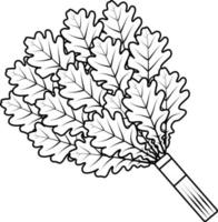 icône doodle balai en feuilles de chêne, sauna, bain vecteur
