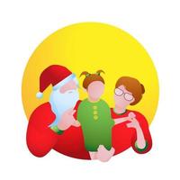 joyeux noël et nouvel an. famille de vacances. carte postale avec photo de famille de noël. illustration vectorielle vecteur