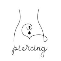 journée internationale du piercing. cartilage de l'oreille percée. bijoux de corps. illustration vectorielle de dessin au trait. vecteur