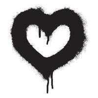 symbole de coeur de graffiti de pulvérisation isolé sur fond blanc. vecteur