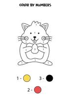 coloriez le hamster mignon par des nombres. feuille de travail pour les enfants. vecteur