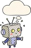 robot de dessin animé et bulle de pensée dans le style de la bande dessinée vecteur