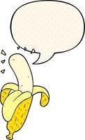 banane de dessin animé et bulle de dialogue dans le style de la bande dessinée vecteur