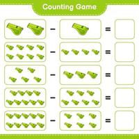 comptez et faites correspondre, comptez le nombre de coups de sifflet et faites correspondre les bons numéros. jeu éducatif pour enfants, feuille de calcul imprimable, illustration vectorielle vecteur