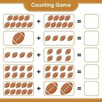 comptez et faites correspondre, comptez le nombre de ballons de rugby et faites correspondre les bons numéros. jeu éducatif pour enfants, feuille de calcul imprimable, illustration vectorielle vecteur