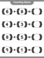 compter et faire correspondre, compter le nombre d'haltères et faire correspondre les bons numéros. jeu éducatif pour enfants, feuille de calcul imprimable, illustration vectorielle vecteur