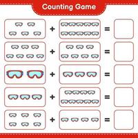 compter et faire correspondre, compter le nombre de lunettes et faire correspondre les bons numéros. jeu éducatif pour enfants, feuille de calcul imprimable, illustration vectorielle vecteur