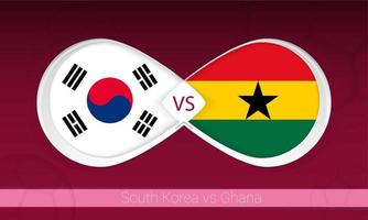 corée du sud vs ghana en compétition de football, groupe a. versus icône sur fond de football. vecteur