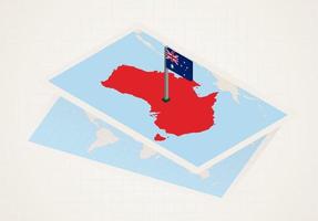 australie sélectionnée sur la carte avec le drapeau isométrique de l'australie. vecteur