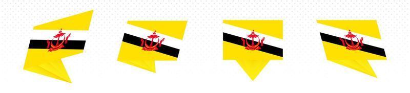 drapeau du brunei dans un dessin abstrait moderne, ensemble de drapeaux. vecteur