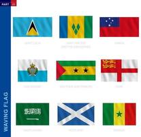 agitant la collection de drapeaux en proportion officielle, neuf drapeaux vectoriels. vecteur
