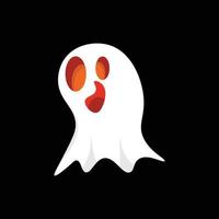 pose effrayante fantôme blanc de dessin animé, icône d'esprit d'halloween sur fond noir, illustration vectorielle. vecteur