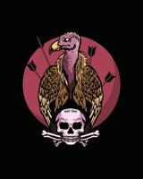 illustration de vautour et de crâne vecteur