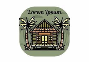 maison en bois sur la conception de badge illustration plage vecteur