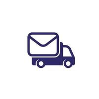 icône de camion de courrier, camionnette et lettre vecteur