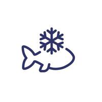 icône de ligne de poisson congelé sur blanc vecteur