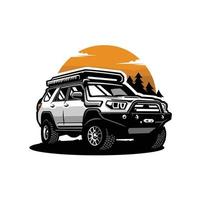 aventure terrestre premium suv en illustration vectorielle de paysage extérieur vecteur