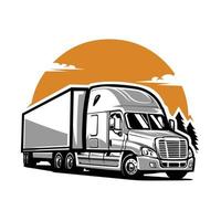illustration vectorielle de camion semi-remorque. illustration de camionnage premium vecteur