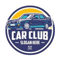 illustration vectorielle de l'emblème du logo du club de voiture de sport premium des années 90