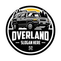 overland suv véhicule d'aventure cercle emblème logo illustration vectorielle vecteur