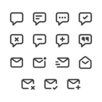 courrier, commentaire, chat, enveloppe, e-mail, ensemble de symboles vectoriels d'icône de message vecteur