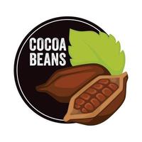 il s'agit d'un vecteur 3d de dessin animé d'étiquette de chocolat de produit de fève de cacao