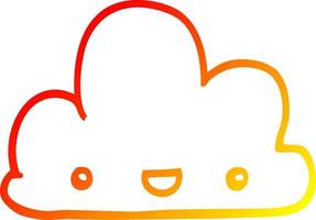 ligne de gradient chaud dessin dessin animé petit nuage heureux vecteur