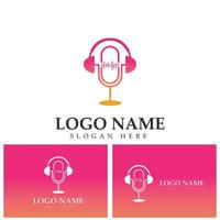 modèle vectoriel de conception d'icône de logo de podcast symboles de microphone