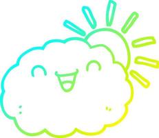ligne de gradient froid dessinant un nuage de dessin animé heureux vecteur