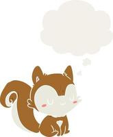écureuil de dessin animé et bulle de pensée dans un style rétro vecteur