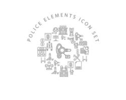 conception de jeu d'icônes d'éléments de police sur fond blanc vecteur